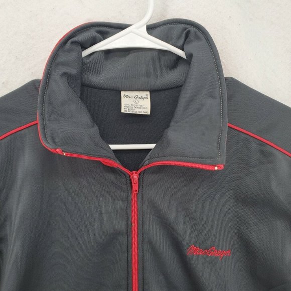 MacGregor Jacket Men's Long Sleeve Full Zip High Neck Zippered Pockets Gray Lg - Picture 7 of 12
